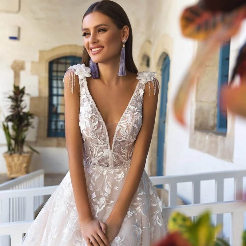 Robe de Mariée Princesse Col en V