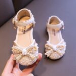 Chaussure Fille Beige Or