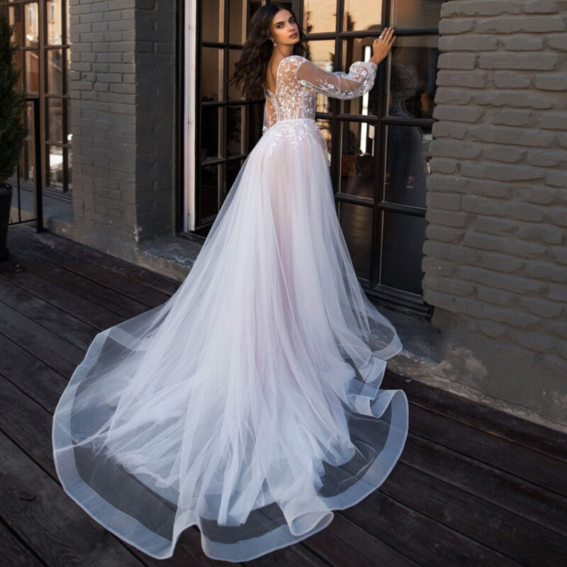 Robe de Mariée Princesse avec Manches